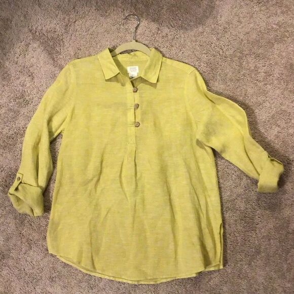 SIGRID OLSIN Green Linen Blouse - Picture 1 of 3